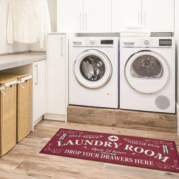 Ottomanson Machine Washable NonSlip Rubberback Laundry Room Runner Rug